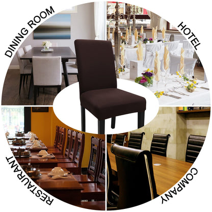 Keyroal Dining Room Chair Covers Set of 4, Stretch Solid Color Parsons Chair Slipcovers Spandex Removable Washable Kitchen Chair Protector Cover for Dining Room, Hotel, Ceremony(Coffee)