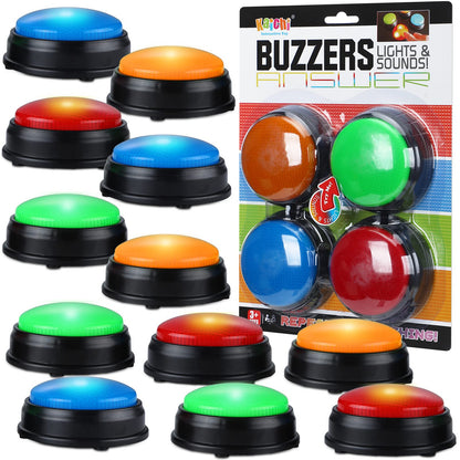 Deekin 16 Pcs Trivia Game Buzzers Bulk Answer Button with Sound and Light Family Feud Buzzer for Classroom Teacher Supplies Back to School Team Game Show and Trivia Nights