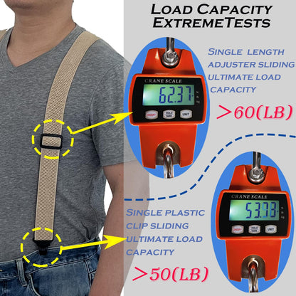 ZEAIFROOG Heavy Duty Suspenders for Men With Strong Plastic Clips Security Check Friendly.X-Shaped 1.5" Wide Khaki Men's Suspenders for Jeans or Pants
