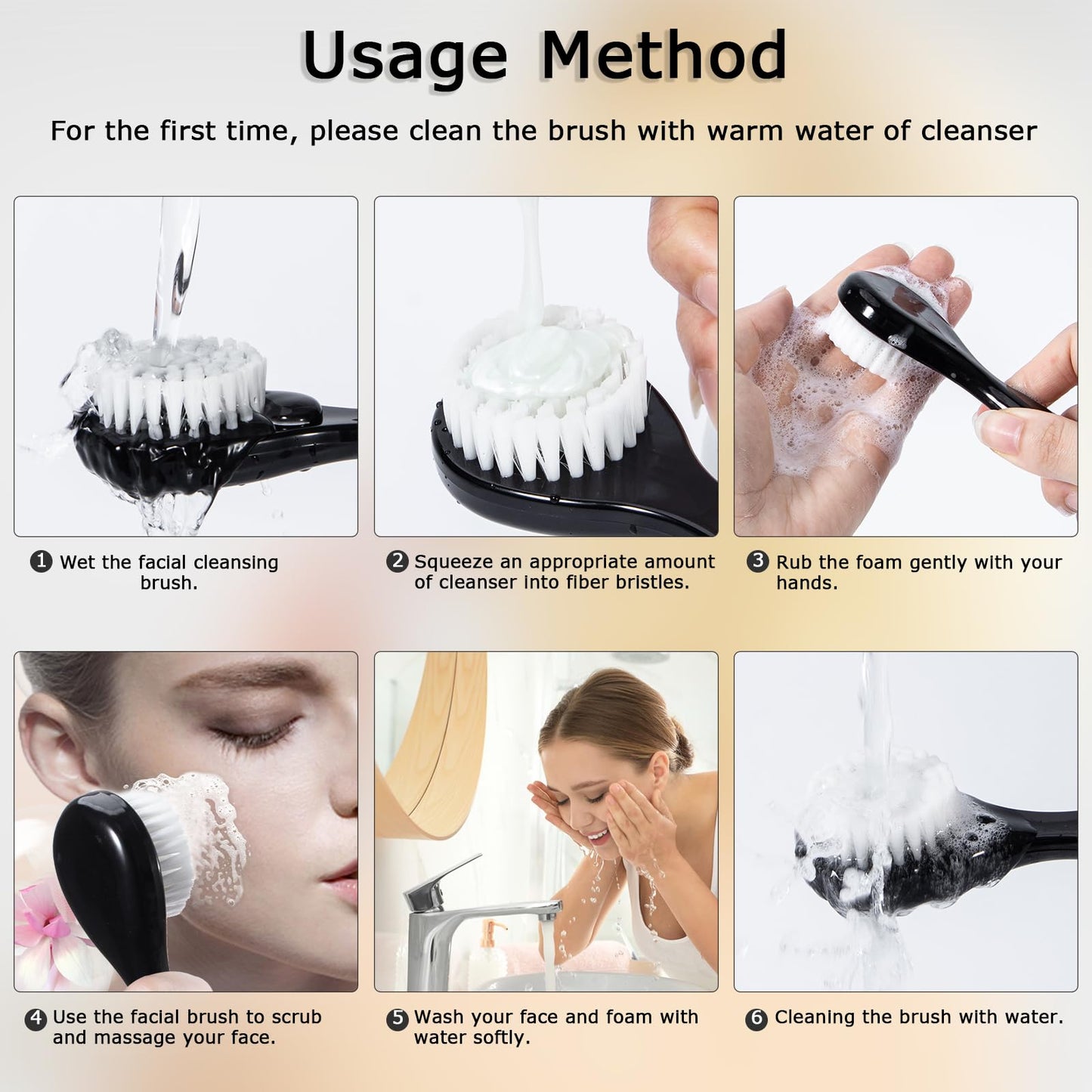 4 Colors Facial Cleansing Brush, Beomeen Face Scrubber Exfoliating Brush Face Wash Scrub Exfoliator for Skin Care, Makeup Removal (Blue, Pink, Purple, Clear)