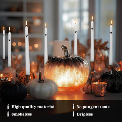 12pack 10inch Ghost Halloween Taper Candles-unscented White Spooky Candles Decorations Halloween Ghost Shaped Decor for Party Favor Home Table