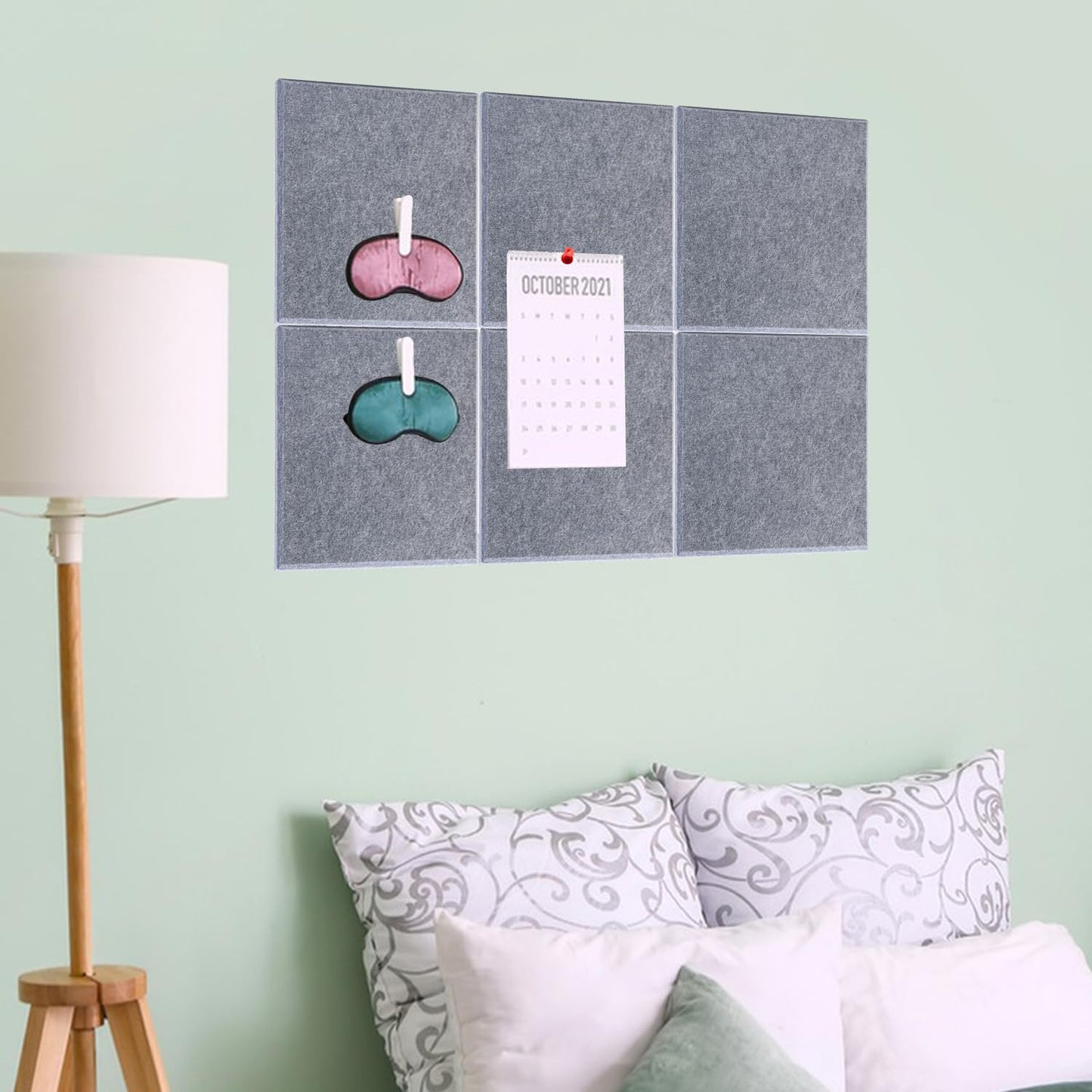 Geytetqi 12 Pack 12" x 12" Felt Boards, Grey Square Felt Wall Tiles, Self-Adhesive Cork Bulletin Board for Home, Office, and Kitchen Decor(1/2 Inch Thickness)