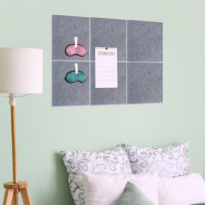Geytetqi 12 Pack 12" x 12" Felt Boards, Grey Square Felt Wall Tiles, Self-Adhesive Cork Bulletin Board for Home, Office, and Kitchen Decor(1/2 Inch Thickness)