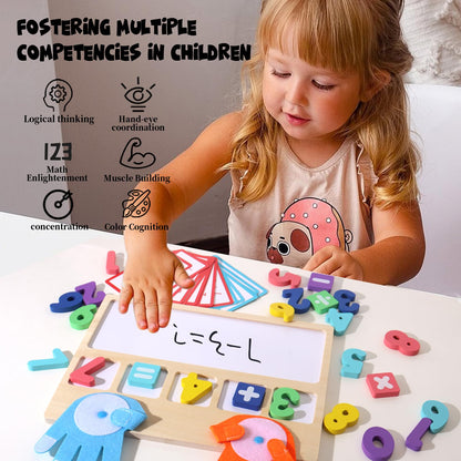 BESTAMTOY Montessori Math Board Toy - Double-Sided Finger Counting & Number Tracing Board Number Blocks, Wooden Math Manipulatives for Kids Ages 3-6, Preschool Classroom Homeschool Educational Games