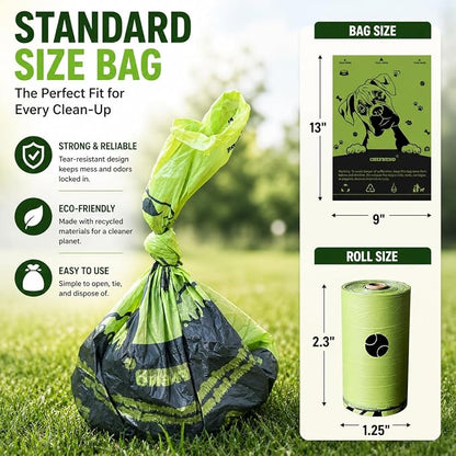 Doggy Poop Bags Biodegradable with Dispenser (1440 Bags) Eco-friendly Dog Waste Pickup Bags Landfill-friendly Refill Rolls Cat Waste Bags (Green, 72 Rolls, Lavender Scented)