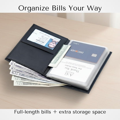 AG Wallets Men’s Leather Wallet – 24 Card Capacity, RFID Blocking, 2 ID Windows, Full Bill Compartment, Vertical Bifold Card Holder, Black