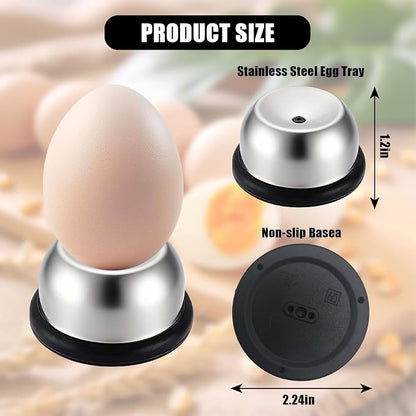 2PCS Egg Piercer for Raw Eggs, Stainless Steel Needle Egg Punch Tool with Black or Blue Anti-Slip Base to Get Good Hard Boiled Eggs for Home and Commercial Kitchen Use