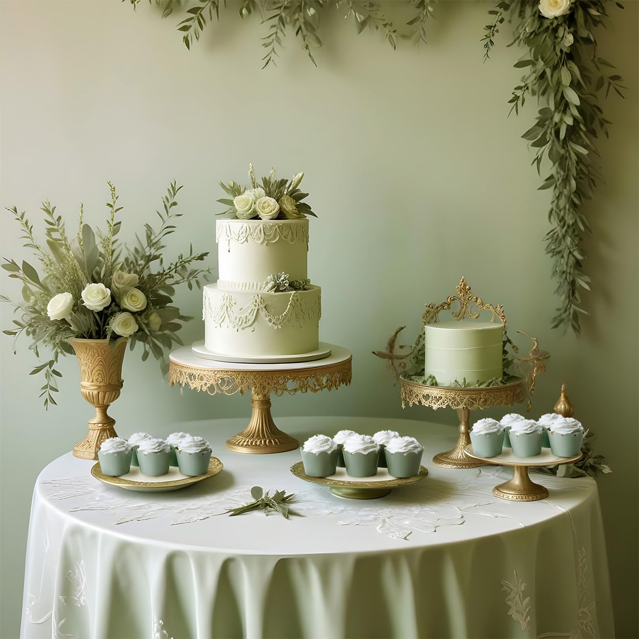 Sage Green Cupcake Wrappers, 36 Count - Dusty Sage Wedding Cupcake Wrappers for Bridal Showers, Baby Showers, and Green Wedding Decorations