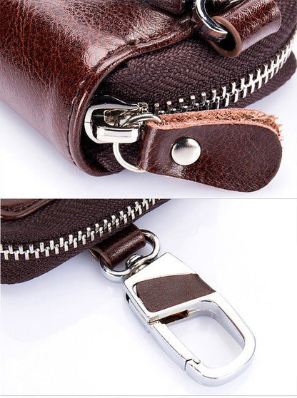 Zitokin Large Leather Key Case Wallet with 12 Hooks & 1 Keychain/Ring for Men or Women (Coffee)