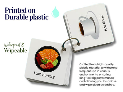 Plastic Communication Cards for Non Verbal Children and Adults with Autism, Speech Delay Visual aid