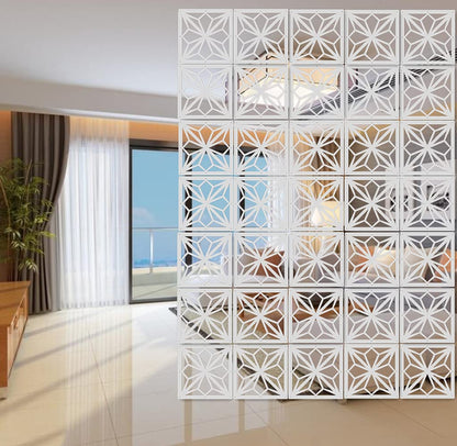 BMIDRUT White Hanging Room Divider,12 Pieces Wood-Plastic DIY Panel Screens Partition Wall Dividers Room Decoration with All Accessories 11.4x11.4 Inch