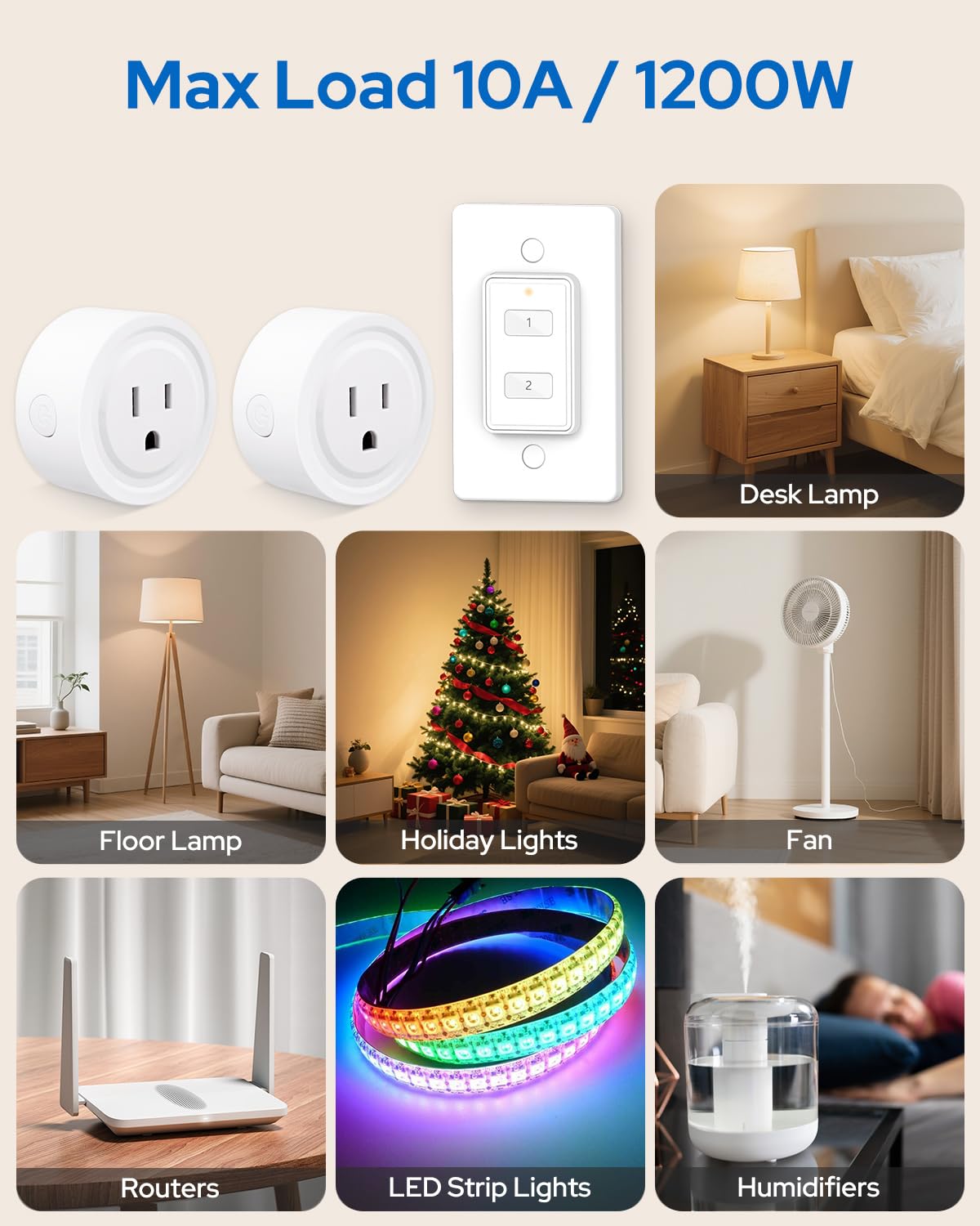 LoraTap 656ft Wireless Wall-Switch: Remote Control Outlet 3 Pack — Lights & Small Appliances — No Wiring —1 Remote for 3 Plugs