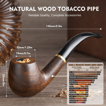 Scotte Tobacco Smoking Pipe,Leather Tobacco Pipe Pouch Pear Wood Pipe Accessories (Scraper/Stand/Filter Element/Filter Ball/Small Bag/Box) (black 2)