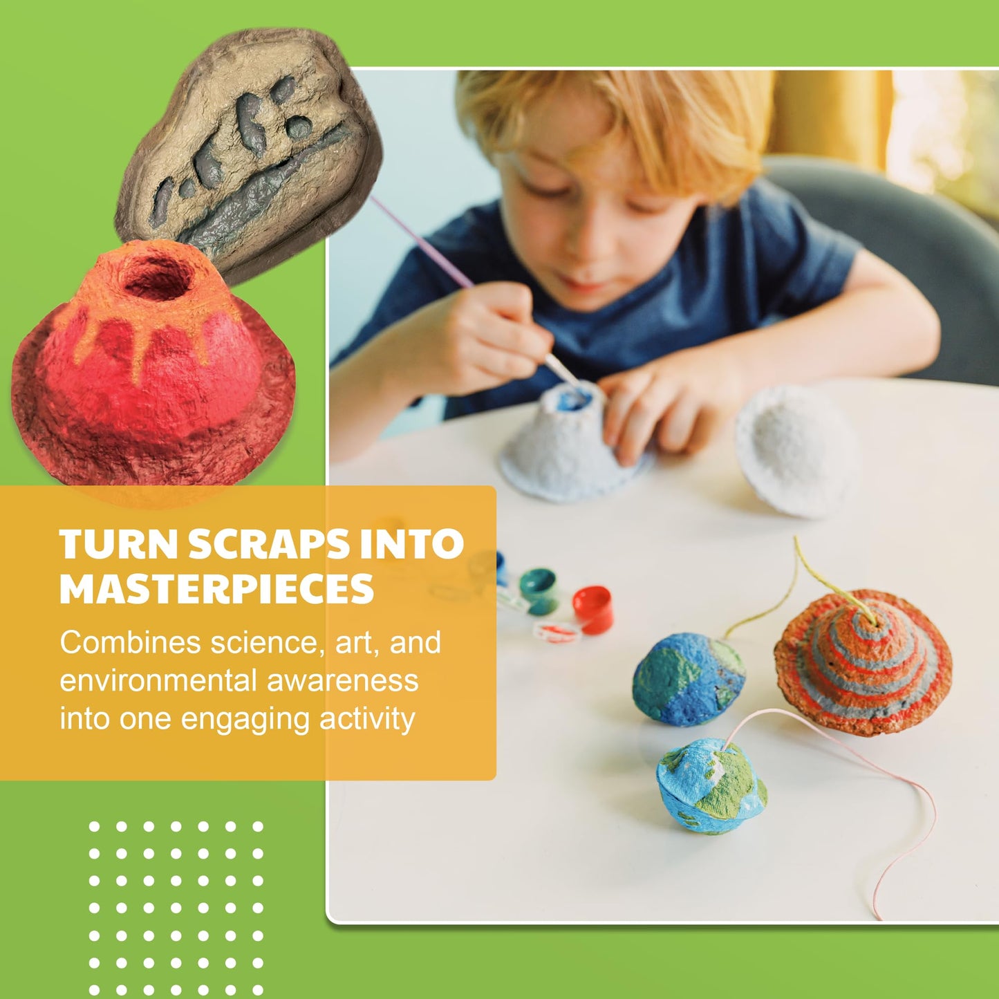 4M Green Science - Paper Making Kit - Recycle and Create Your Own - Paper Making Screen - Green DIY Craft Stem Toys Kit for Kids - Includes Molds, Paints, and Glow-in-the-Dark Features