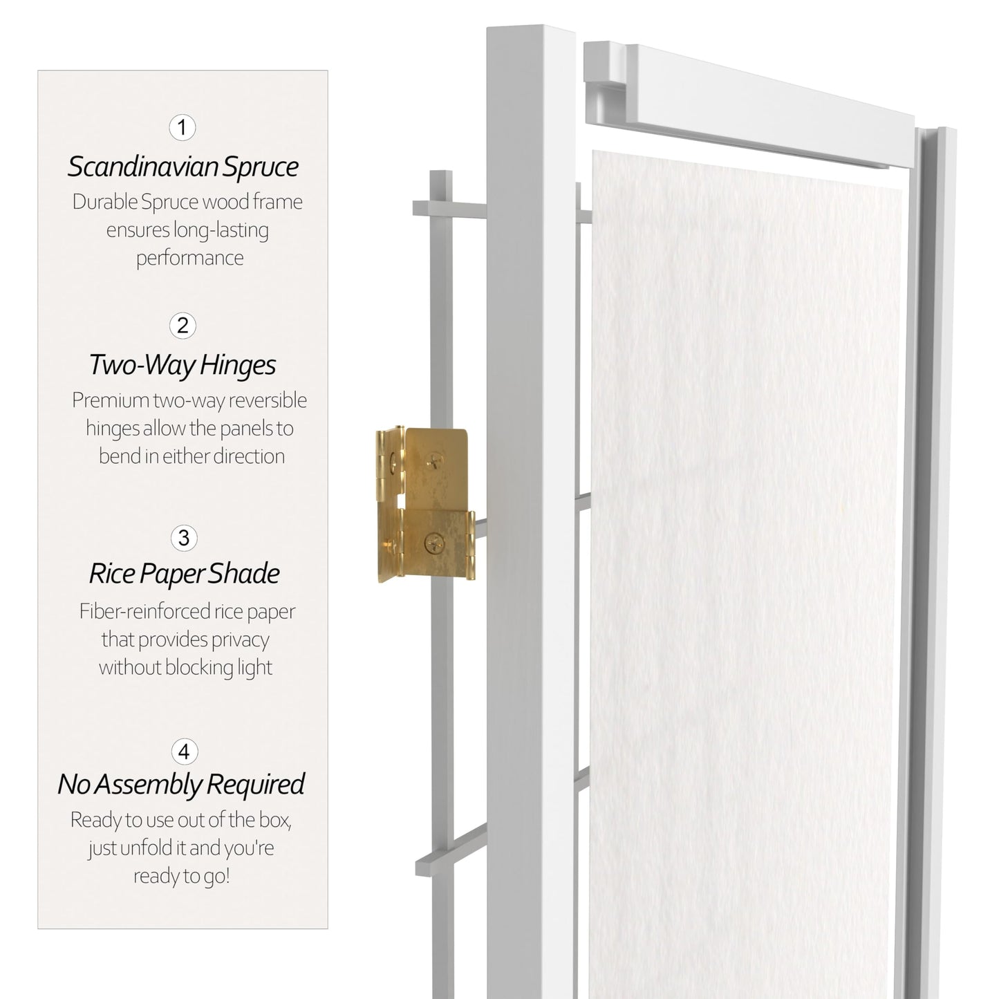 Red Lantern 6 ft. Tall Window Pane Shoji Screen - White - 3 Panels