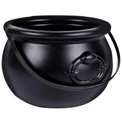 Zcaukya St Patricks Day Coin Pot, 7.4" Black Plastic Cauldron Kittle with Handle, Punch Bowl for Parties, Parade, Carnival, Dressing Accessories, Halloween Trick or Treat, Easter Egg Hunt