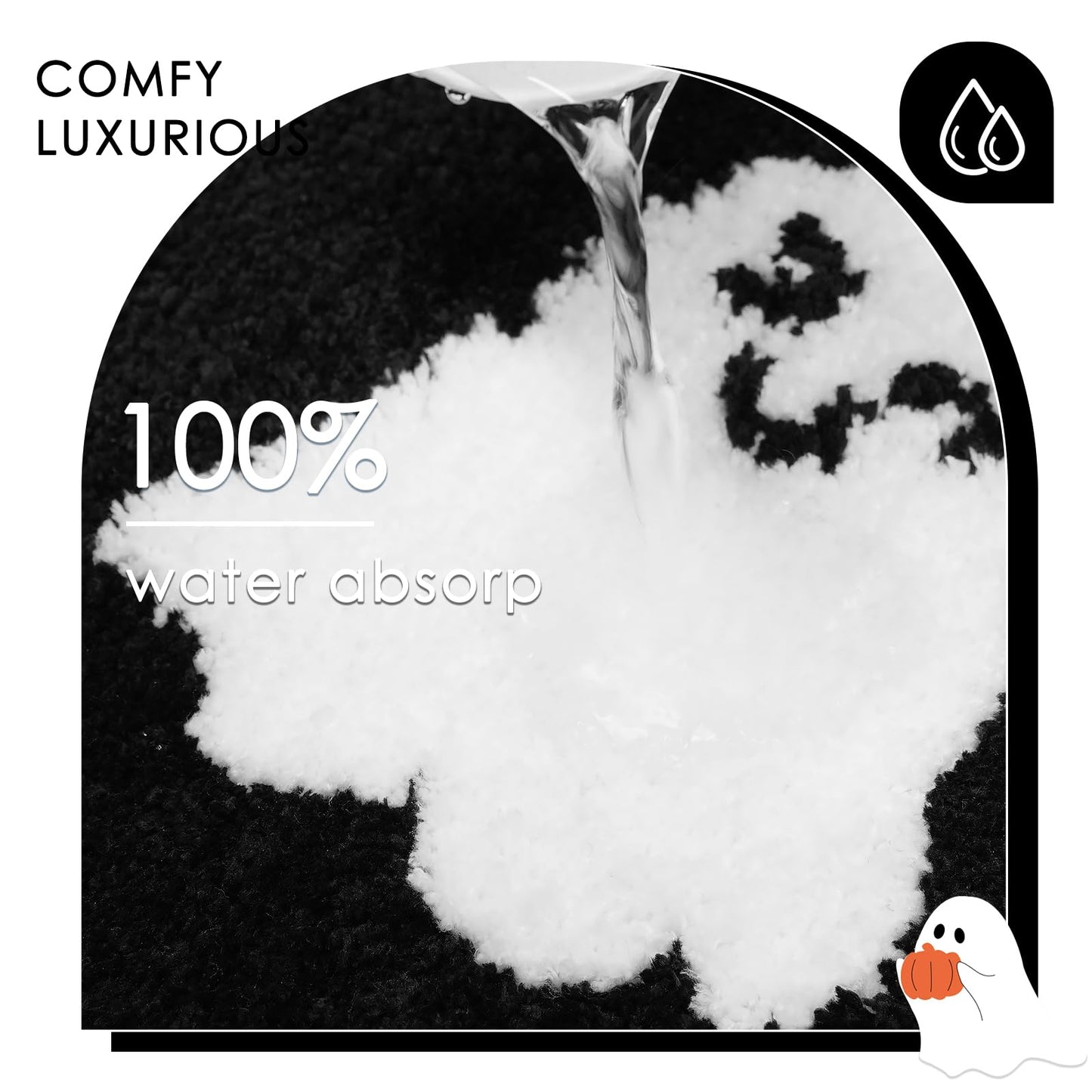 Lindameler Black Spooky Ghost Bath Mat - Black Gothic Bathroom Rug, Soft Plush Non-Slip Washable Ghost Bath Rug for Halloween Bathroom Decor, Machine Washable 20x31 Inch