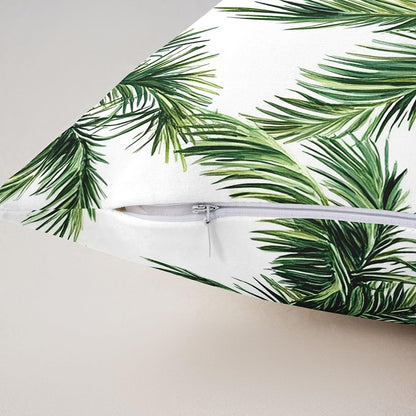 Pack of 2 Palm Tree Print Decorative Throw Pillow Covers, Soft Botanical Palm Leaf Square Cushion Case Set for Couch Sofa Bedroom Living Room, Hawaiian Tropical Pillow Cases Pillowcases, 24x24 Inches