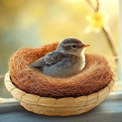AceOrbit 12 Pcs/6 Set Bird Nest with Coconut Fiber Mats Set Hand-Woven Flat Base Pigeon Birdhouse Breeding Nest Small Animal Cage Accessories for Parrots Budgies Cockatiels Hamsters Gerbils and Pigs