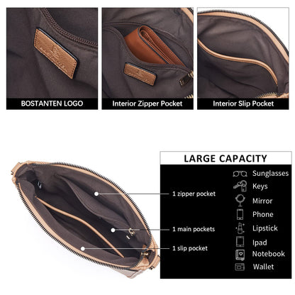 BOSTANTEN Crossbody Bags for Women Trendy Vegan Leather Hobo Purses Shoulder Handbags With Wide Shoulder Strap Camel Brown