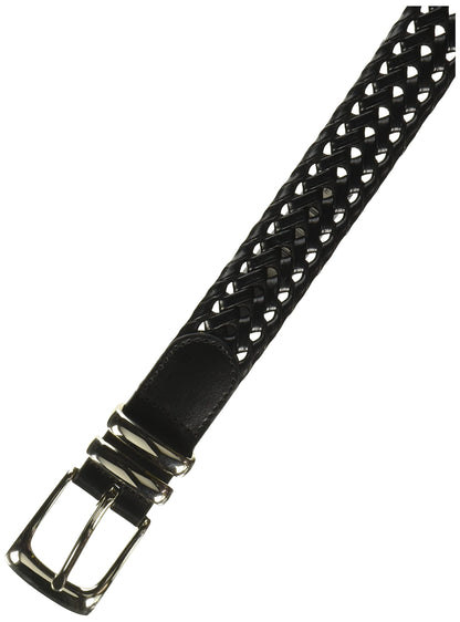 Perry Ellis Men's Portfolio Braided Leather Belt, Black, 30