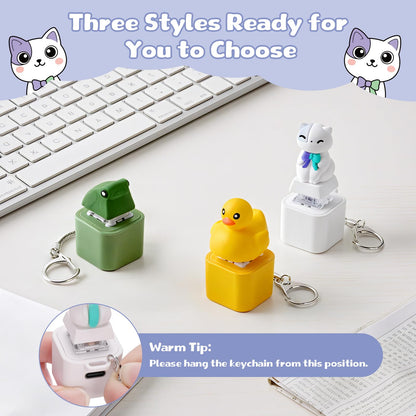Netholid Quacking Duck Croaking Frog Meowing Cat Keyboard Fidget Toys for Adults Clicker Keychain with Sound LED Light and Charging Port for Autism Stress Relief Anxiety (Cat, 1)