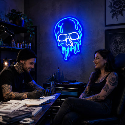 Ebdobgbs Skull Neon Sign for Wall Decor Skeleton Dimmable Led Neon Lights Halloween Light Up Signs for Game Room Gift Decoration USB Powered