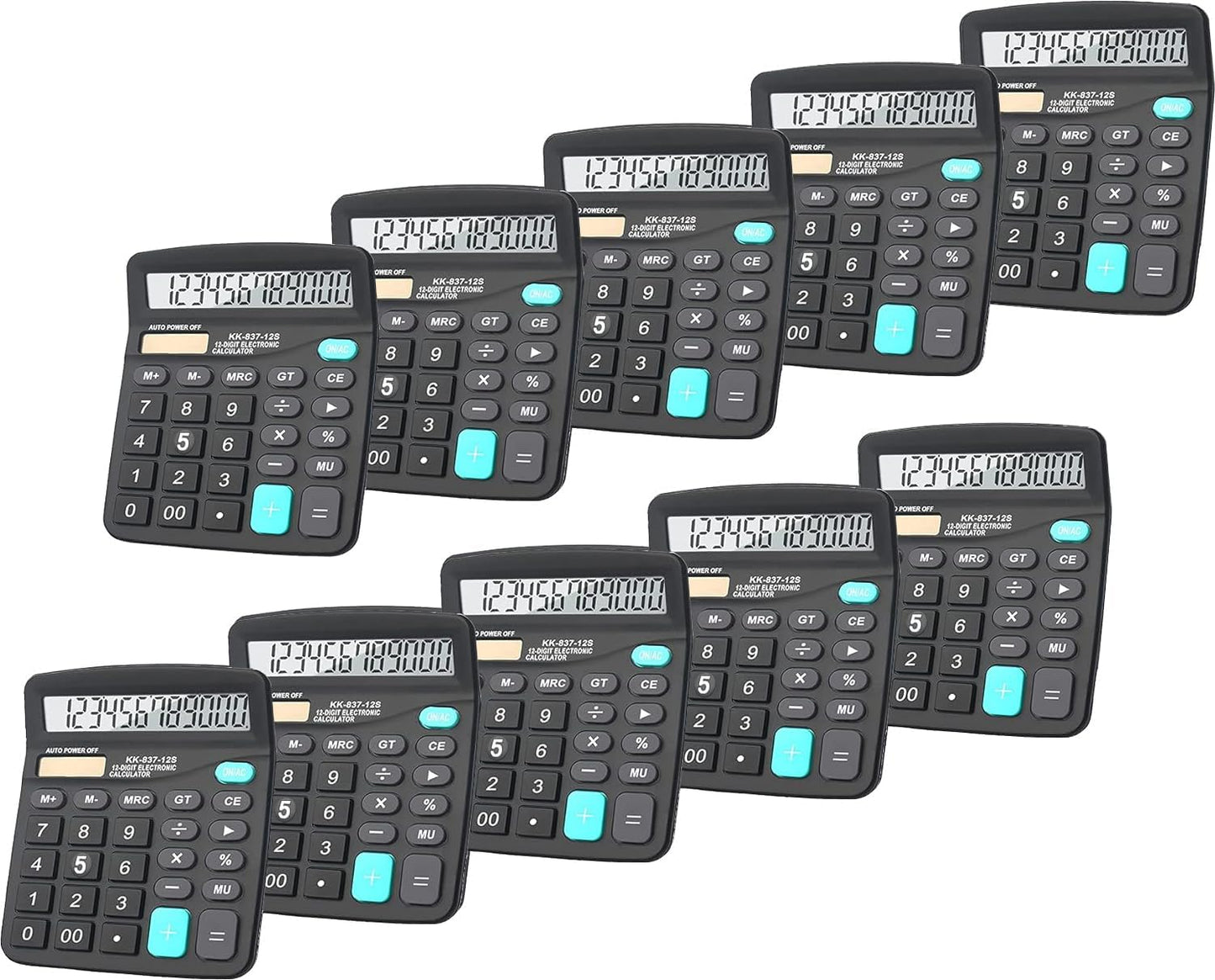 Calculators, BESTWYA 12-Digit Dual Power Handheld Desktop Calculator with Large LCD Display Big Sensitive Button (Black, Pack of 10)