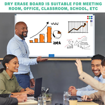 H-Qprobd Dry Erase White Board for Wall 6' x 3' Large Magnetic Whiteboard 72"x36" Aluminum Presentation Whiteboard with Long Pen Tray, 6 Markers, 2 Erasers &12 Magnets