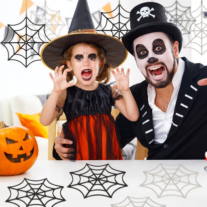 BESTOYARD 12Pcs Halloween Spider Webs Decorations, 8-Inches Fake Cobwebs, Plastic Props for Haunted House, Outdoor Wall, Yard, Porch