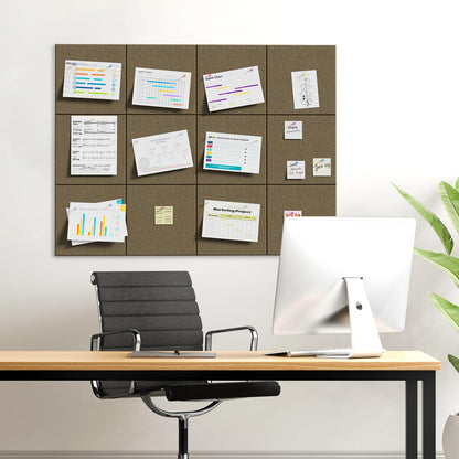 MaxGear Large Cork Board for Wall 36" x 24", Espresso Bulletin Board, 6 Pack Felt Wall Tiles with Pushpins, Cork Boards for Office Push Pin Board Tack Board Felt Board