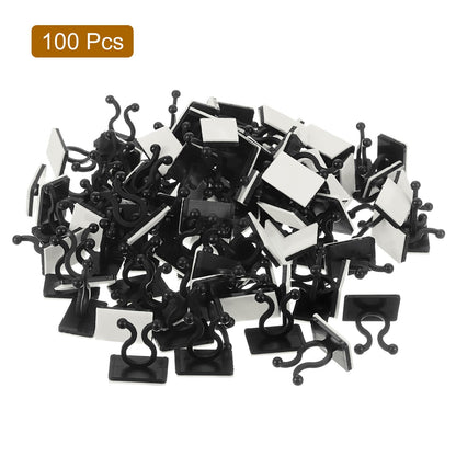 uxcell 100Pcs Plant Climbing Wall Fixture Clips, Plant Fixer Self-Adhesive Hooks Wire Fixing Supporting for Indoor Outdoor Decoration and Cable Wire Fixing (Black, 7.2mm/0.28")
