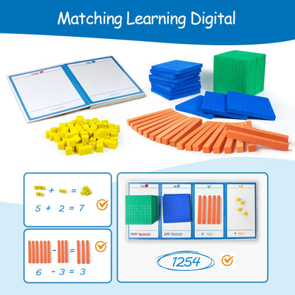 Stochastic Box Foam Base Ten Blocks for Place Value, Early Counting, Manipulatives, Counters, Cubes - Kids Math Learning Tool