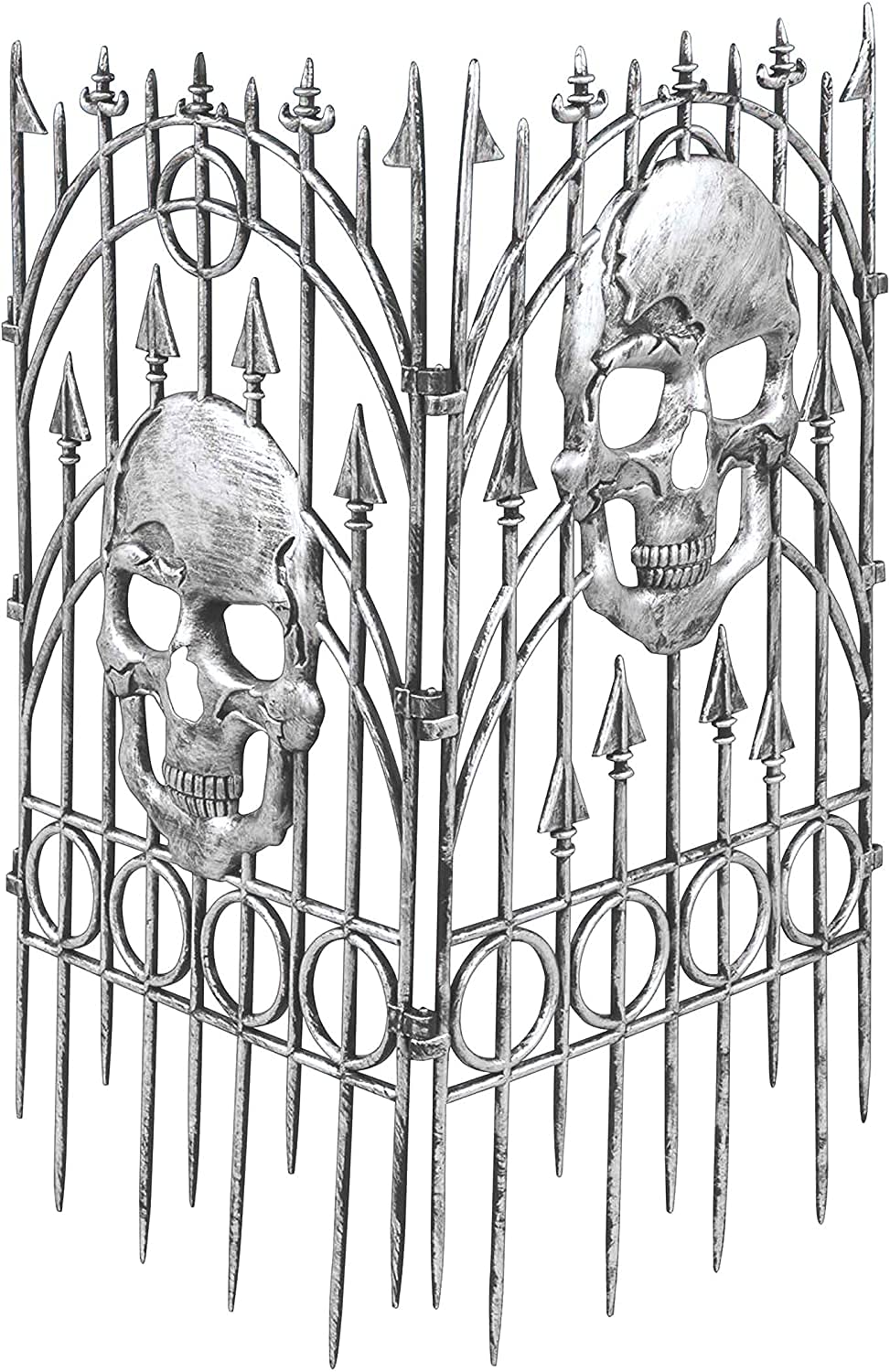 Rubies Silver Skull Fence Prop - 2 Pack Décor for Adults, Unisex One Size