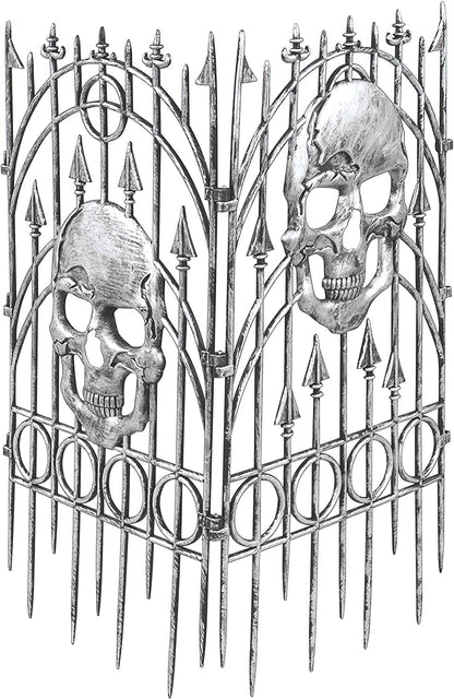 Rubies Silver Skull Fence Prop - 2 Pack Décor for Adults, Unisex One Size