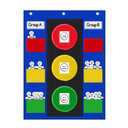 ALSLEA Behavior Chart for Classroom 26"H x 19" W Student Behavior, Emotions, and Group Management Pocket Chart Stoplight Behavior Chart for Kids at Home with 35 Dry Erasable Cards