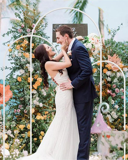 AEPOALUA Wedding Arch, Metal Arch Backdrop Stand, Balloon Arch Stand Wedding Frame for Ceremony Decoration (White, 6FT, 5FT, 4FT Arch Backdrop)