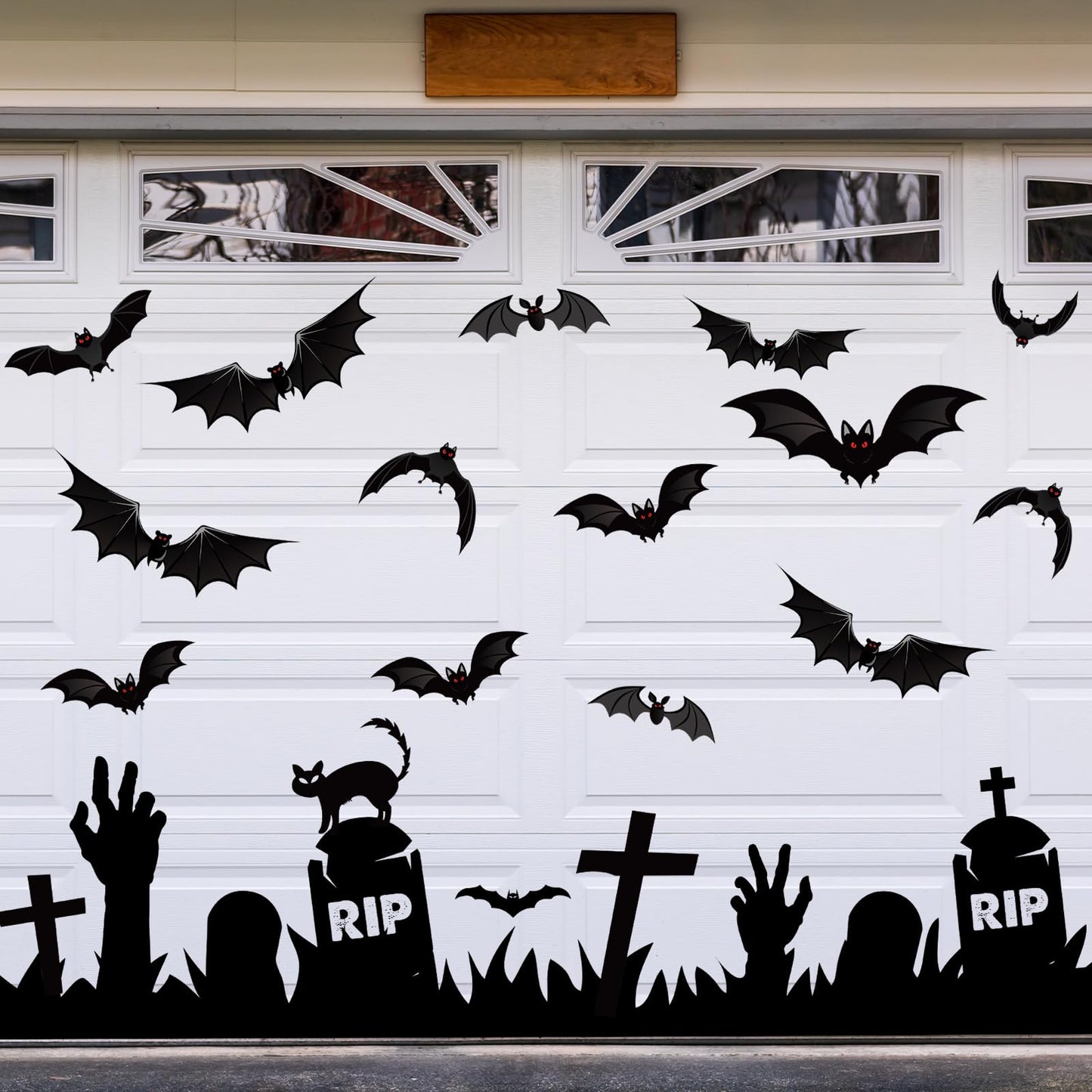 JarThenaAMCS 23Pcs Halloween Garage Decoration Magnet Tombstone Cross Bat Refrigerator Decals Black Magnetic Stickers for Party Home Door Car Dishwasher Decor
