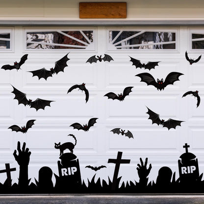 JarThenaAMCS 23Pcs Halloween Garage Decoration Magnet Tombstone Cross Bat Refrigerator Decals Black Magnetic Stickers for Party Home Door Car Dishwasher Decor