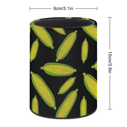 UTRSIFB Pen Holder Leather Pencil, Holder Cup Makeup Brush Storage Organizer, Waterproof Multifunctional Office Supplies Corn