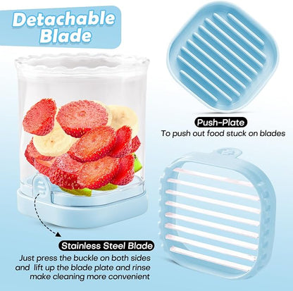 Creative Strawberry & Fruit Slicer - Detachable Cutter with Push Plate (Light Blue)