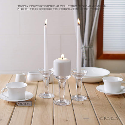 Hosley Classic Glass Taper Candle Holders Elegant Decorative Candle Stands 5" High Set of 3