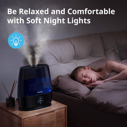 Humidifiers for Bedroom Home, 6L Cool and Warm Mist Air Humidifier for Large Room Baby Nursery, 50H Easy Clean and Top Fill, Quiet with Ultrasonic, Essential Oils, Auto Mode, for House, Plants
