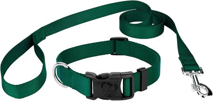 Country Brook Petz - Everyday Nylon Dog Collar and Leash - 10+ Cool Colors (3/4 Inch, Medium, Green)