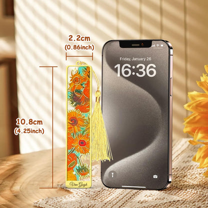 KInsound 8pcs Metal Bookmarks with Tassel, Golden Van Gogh Monet Oil Painting Theme Cute Book Markers for Reading Women, Men, Kids, Book Lovers, Reading Accessories Gifts for Book Lovers