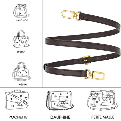 YAZHIMI Vachetta Leather Adjustable Crossbody Strap women crossbody leather purse strap (Coffee-width:0.59 inches(1.5cm))