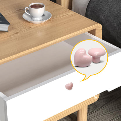 Cionyce 12 Pcs Ceramic Cabinet Knobs, Heart Shaped Adorable Drawer Pulls for Girls Bedroom, Kids Furniture, Kitchen Closet Cupboard Wardrobe Dresser Decorative Hardware (Powder Pink)