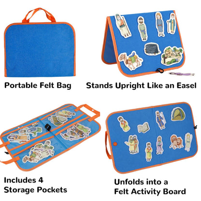 CHEFAN Bible Stories Felt Board Set for Kids, 4 Interactive Old Testament Stories for Sunday School, Christian Preschool Learning Toy