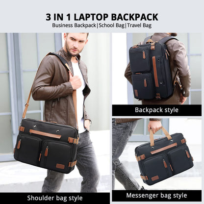 MOLNIA 15.6 inch Laptop Backpack for Men Women,3 in 1 Briefcases For Men,Messenger Bag Laotop Bag Computer Bags For Work College Travel, Black