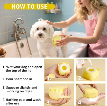 9 Piece Bath Grooming Kit for Pets - Dog Bath Brush Kit Slicker Hair Brush Set with Pet Nail Clipper and File Comb for Shedding Bathing